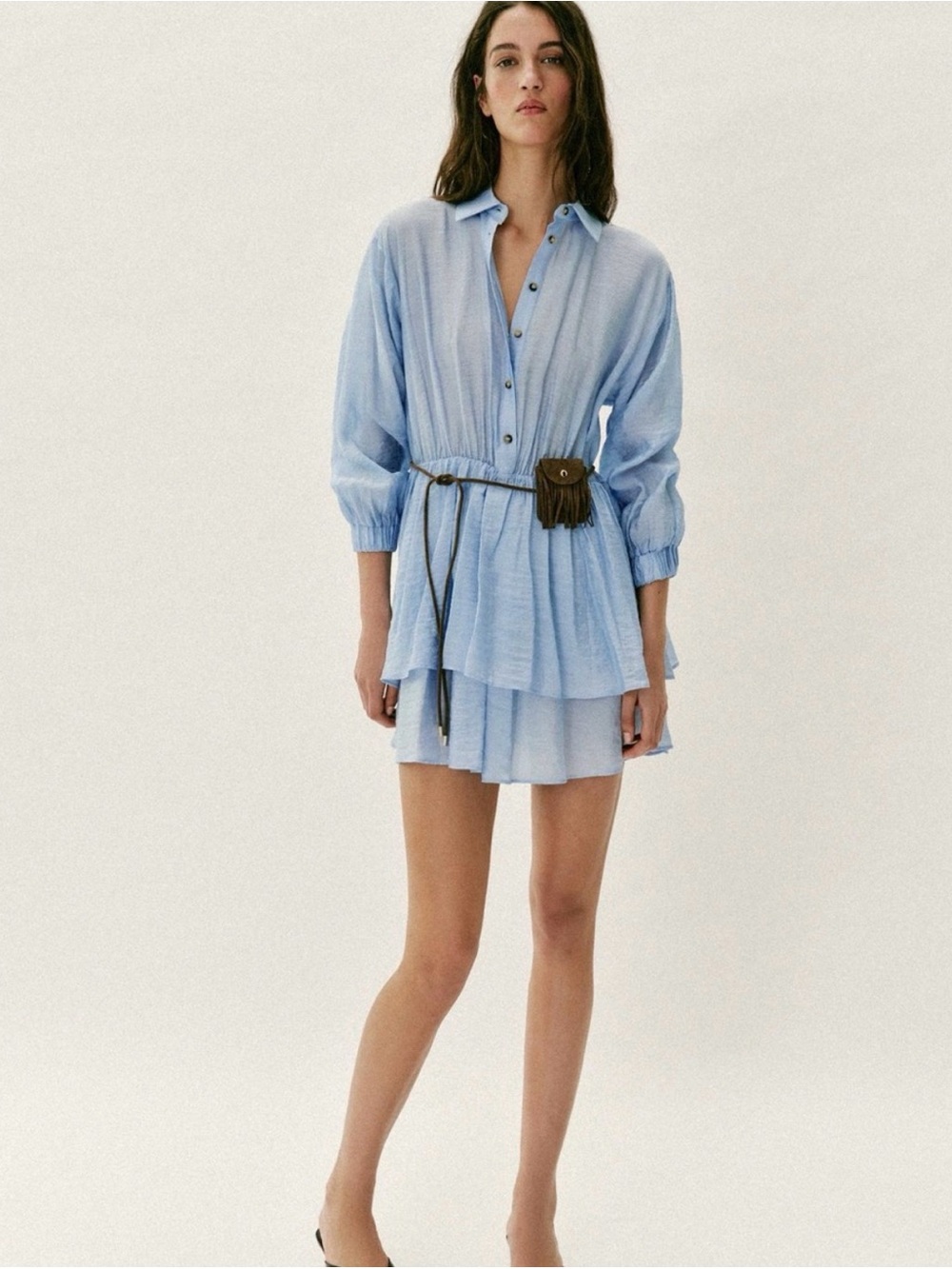 NWT ZARA Belted Pocket Short Dress Size XS